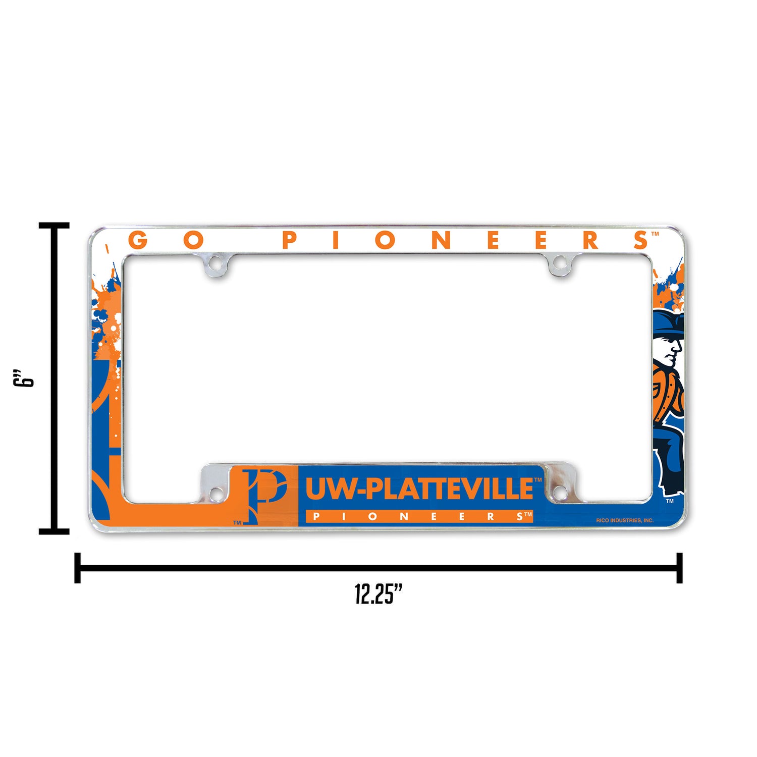 NCAA Wisconsin-Platteville Pioneers All Over Chrome License Plate Frame Fan Gear NCAA Wisconsin-Platteville Pioneers