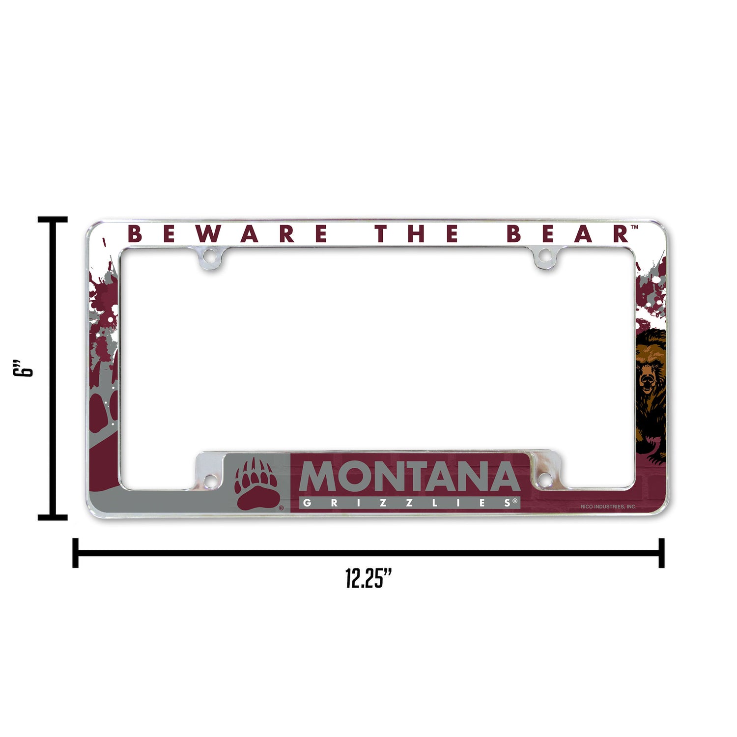 NCAA Montana Grizzlies All Over Chrome License Plate Frame Fan Gear NCAA Montana Grizzlies