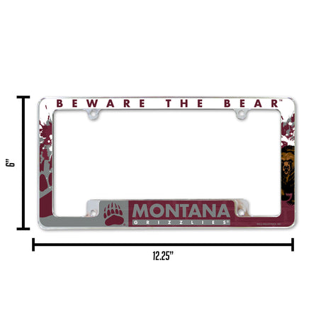 NCAA Montana Grizzlies All Over Chrome License Plate Frame Fan Gear NCAA Montana Grizzlies