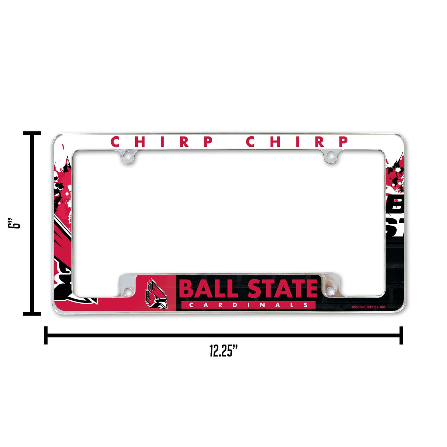 NCAA Ball State Cardinals All Over Chrome License Plate Frame Fan Gear NCAA Ball State Cardinals
