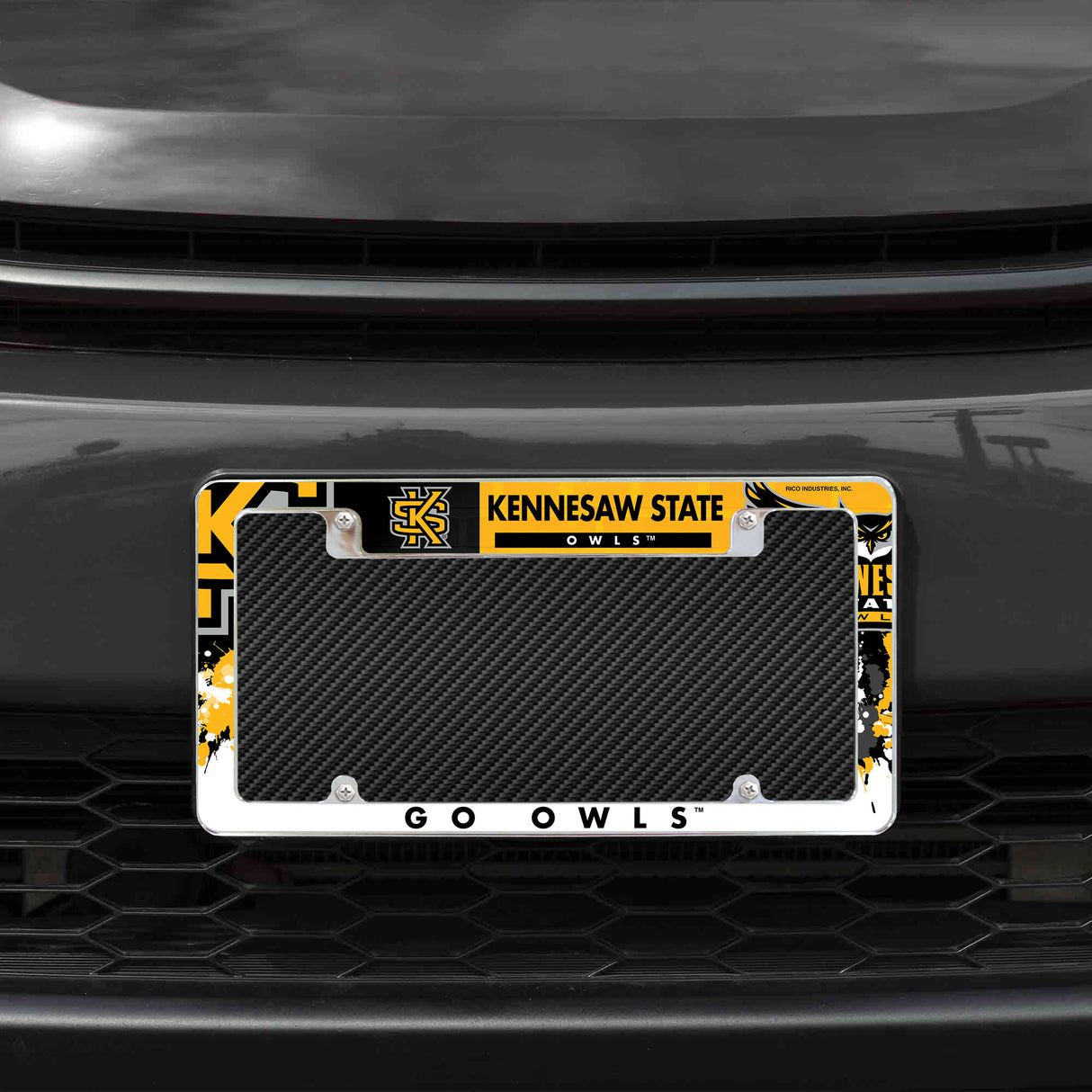 NCAA Kennesaw State Owls All Over Chrome License Plate Frame Fan Gear NCAA Kennesaw State Owls