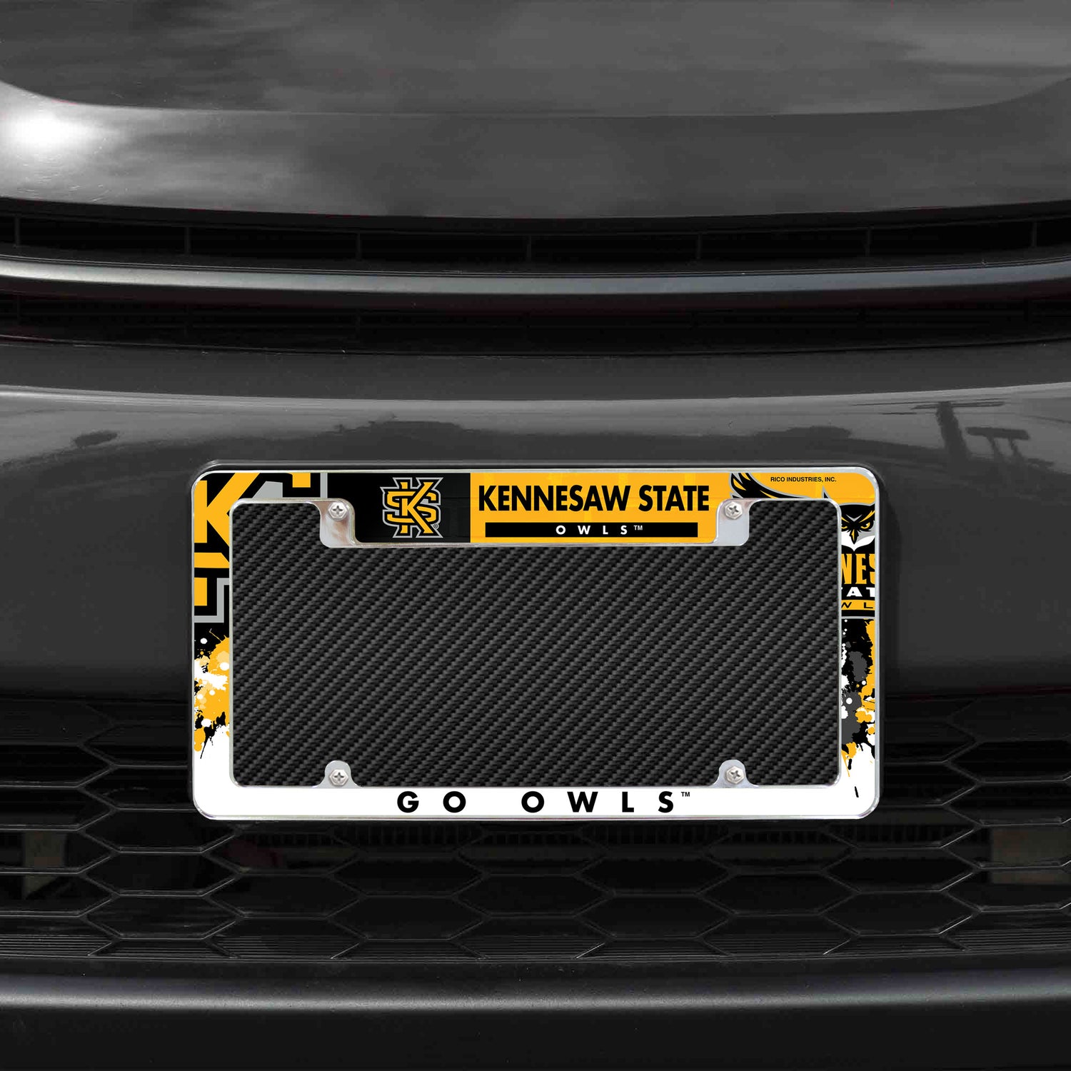 NCAA Kennesaw State Owls All Over Chrome License Plate Frame Fan Gear NCAA Kennesaw State Owls