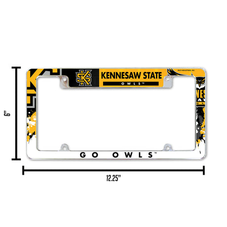 NCAA Kennesaw State Owls All Over Chrome License Plate Frame Fan Gear NCAA Kennesaw State Owls