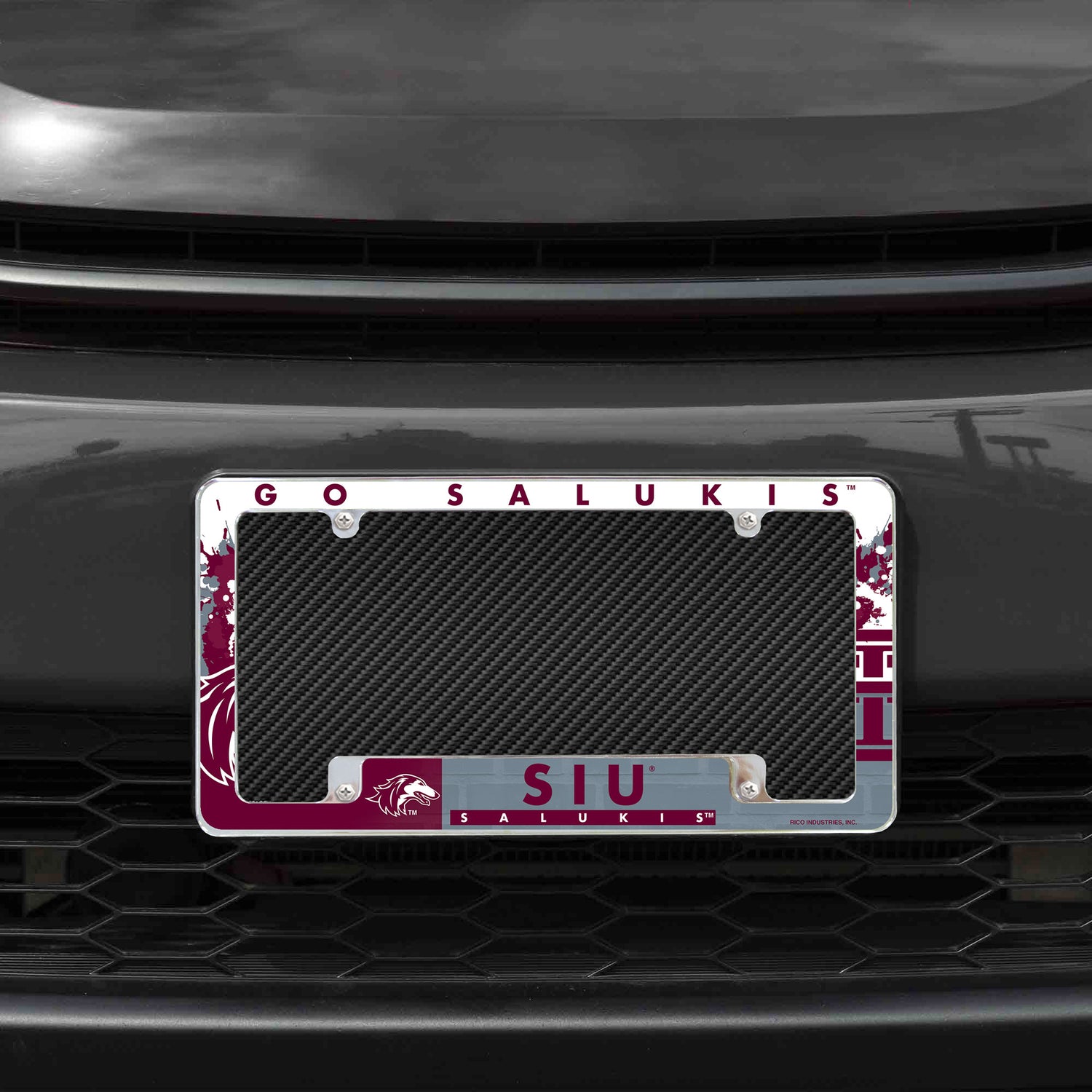 NCAA Southern Illinois Salukis All Over Chrome License Plate Frame Fan Gear NCAA Southern Illinois Salukis