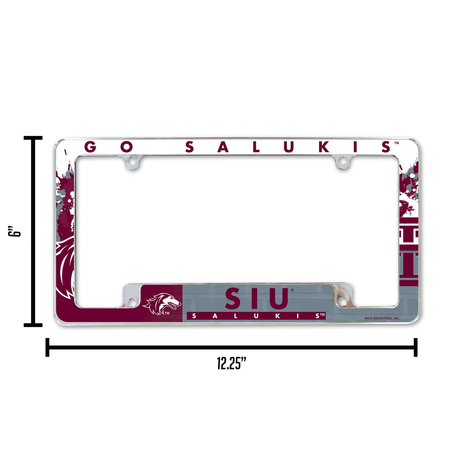 NCAA Southern Illinois Salukis All Over Chrome License Plate Frame Fan Gear NCAA Southern Illinois Salukis