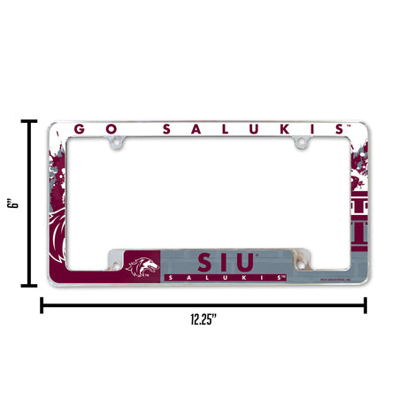 NCAA Southern Illinois Salukis All Over Chrome License Plate Frame Fan Gear NCAA Southern Illinois Salukis
