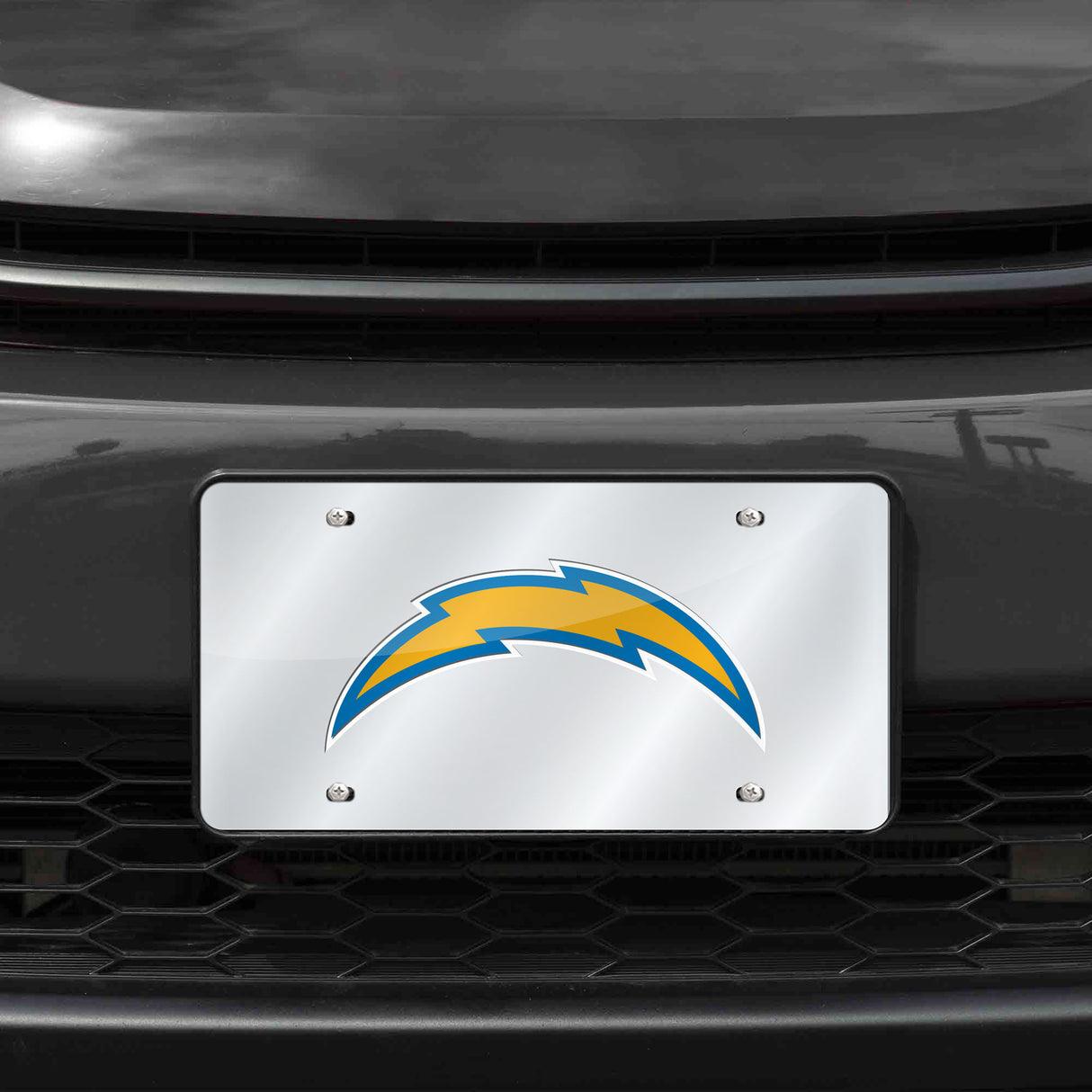 NFL Los Angeles Chargers Laser Cut Silver License Plate Tag Fan Gear NFL Los Angeles Chargers