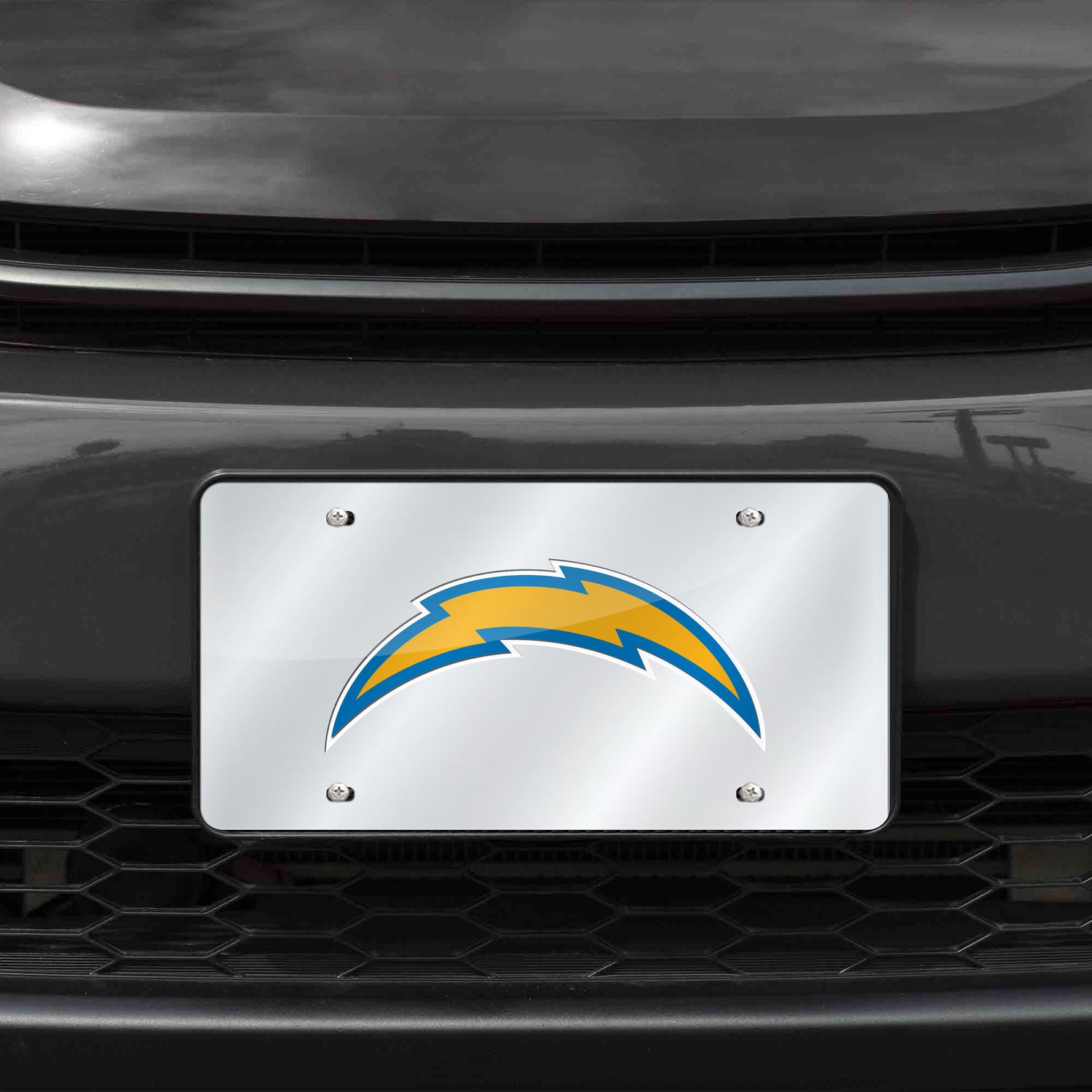 NFL Los Angeles Chargers Laser Cut Silver License Plate Tag Fan Gear NFL Los Angeles Chargers