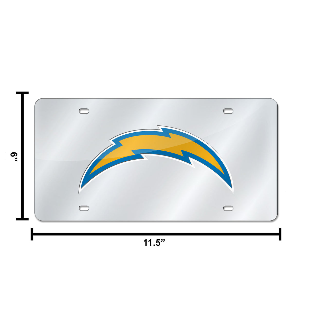 NFL Los Angeles Chargers Laser Cut Silver License Plate Tag Fan Gear NFL Los Angeles Chargers