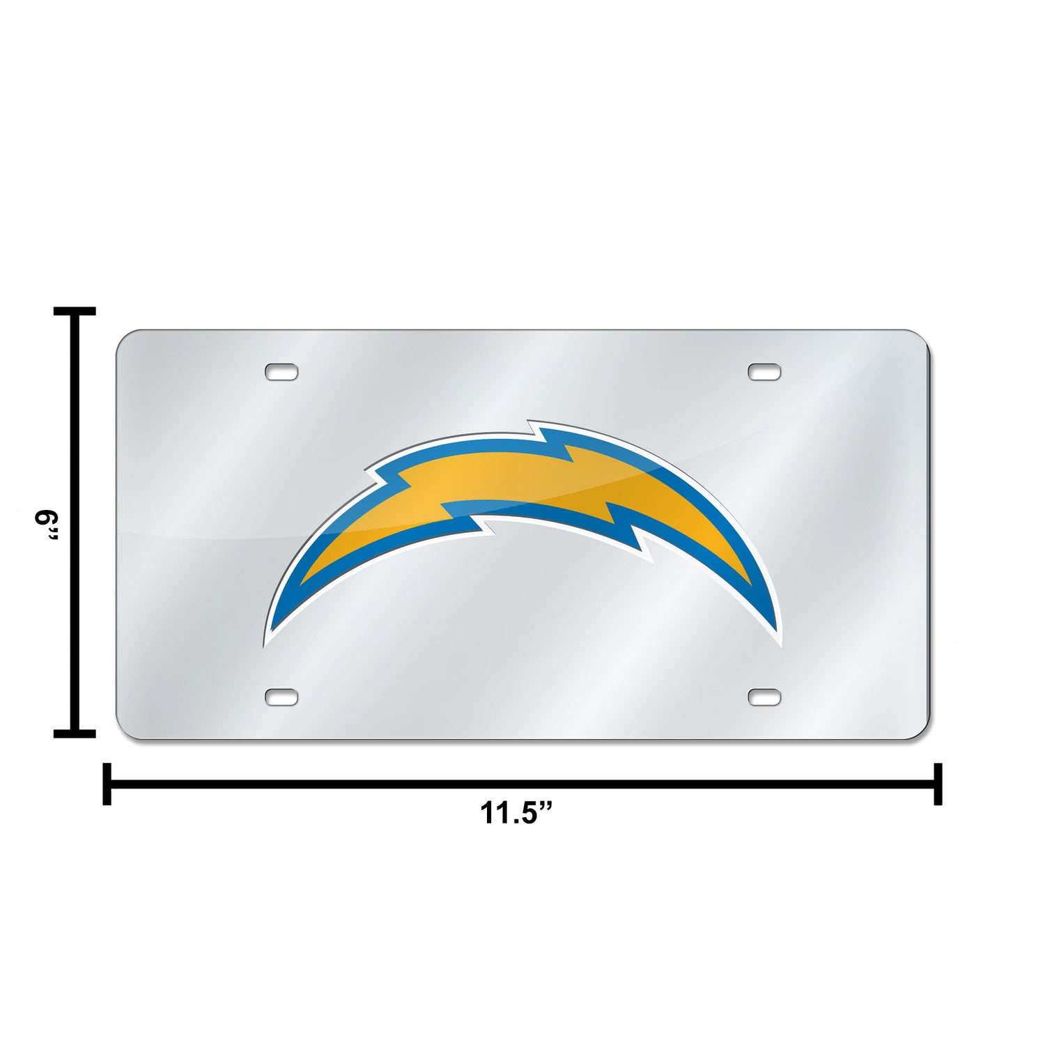 NFL Los Angeles Chargers Laser Cut Silver License Plate Tag Fan Gear NFL Los Angeles Chargers