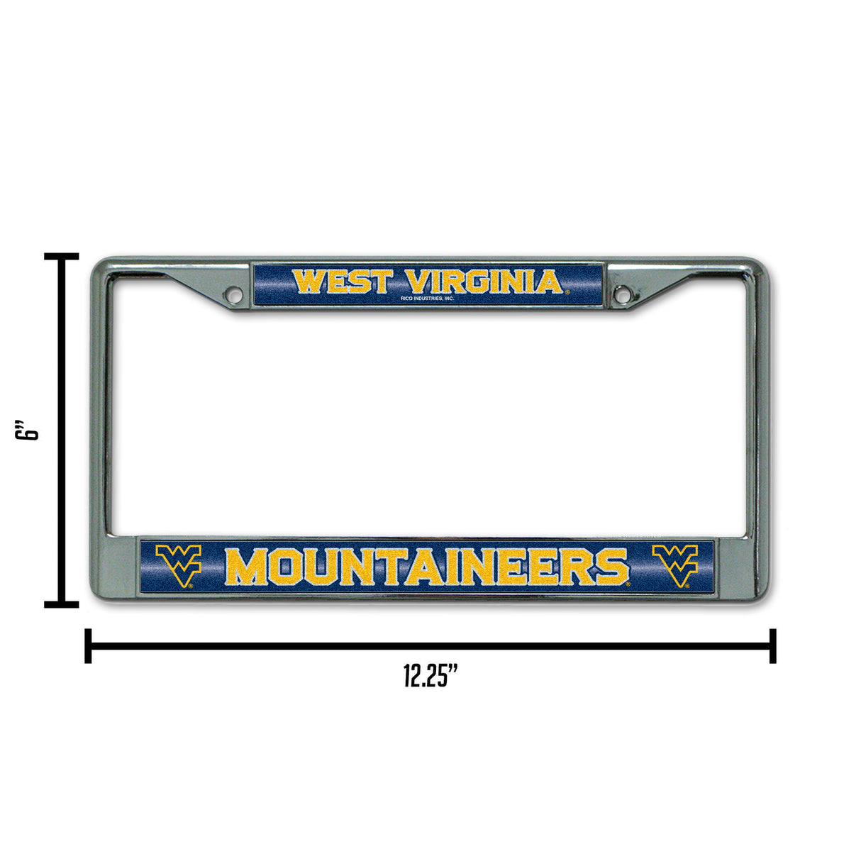 NCAA West Virginia Mountaineers Chrome Glitter License Plate Frame Fan Gear NCAA West Virginia Mountaineers