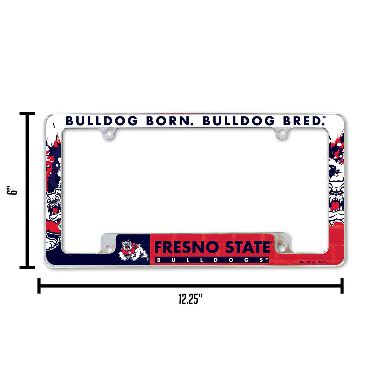 NCAA Fresno State Bulldogs All Over Chrome License Plate Frame Fan Gear NCAA Fresno State Bulldogs