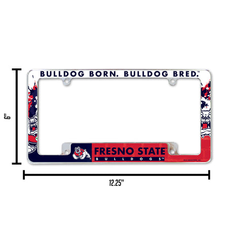 NCAA Fresno State Bulldogs All Over Chrome License Plate Frame Fan Gear NCAA Fresno State Bulldogs