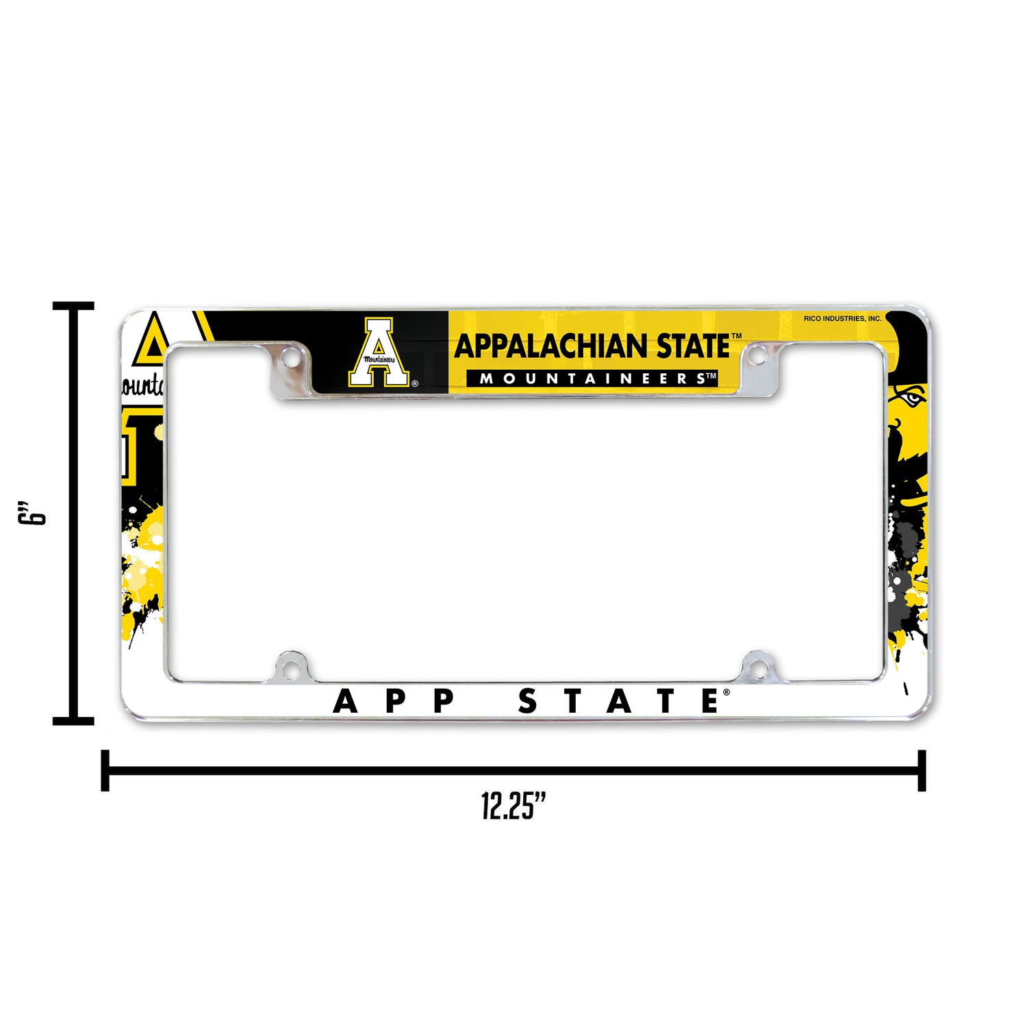 NCAA Appalachian State Mountaineers All Over Chrome License Plate Frame Fan Gear NCAA Appalachian State Mountaineers