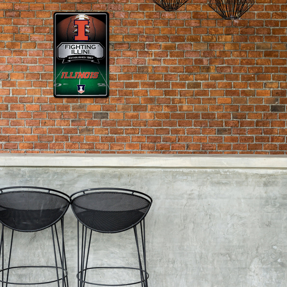 NCAA Illinois Fighting Illini Large Metal Sign Fan Gear NCAA Illinois Fighting Illini