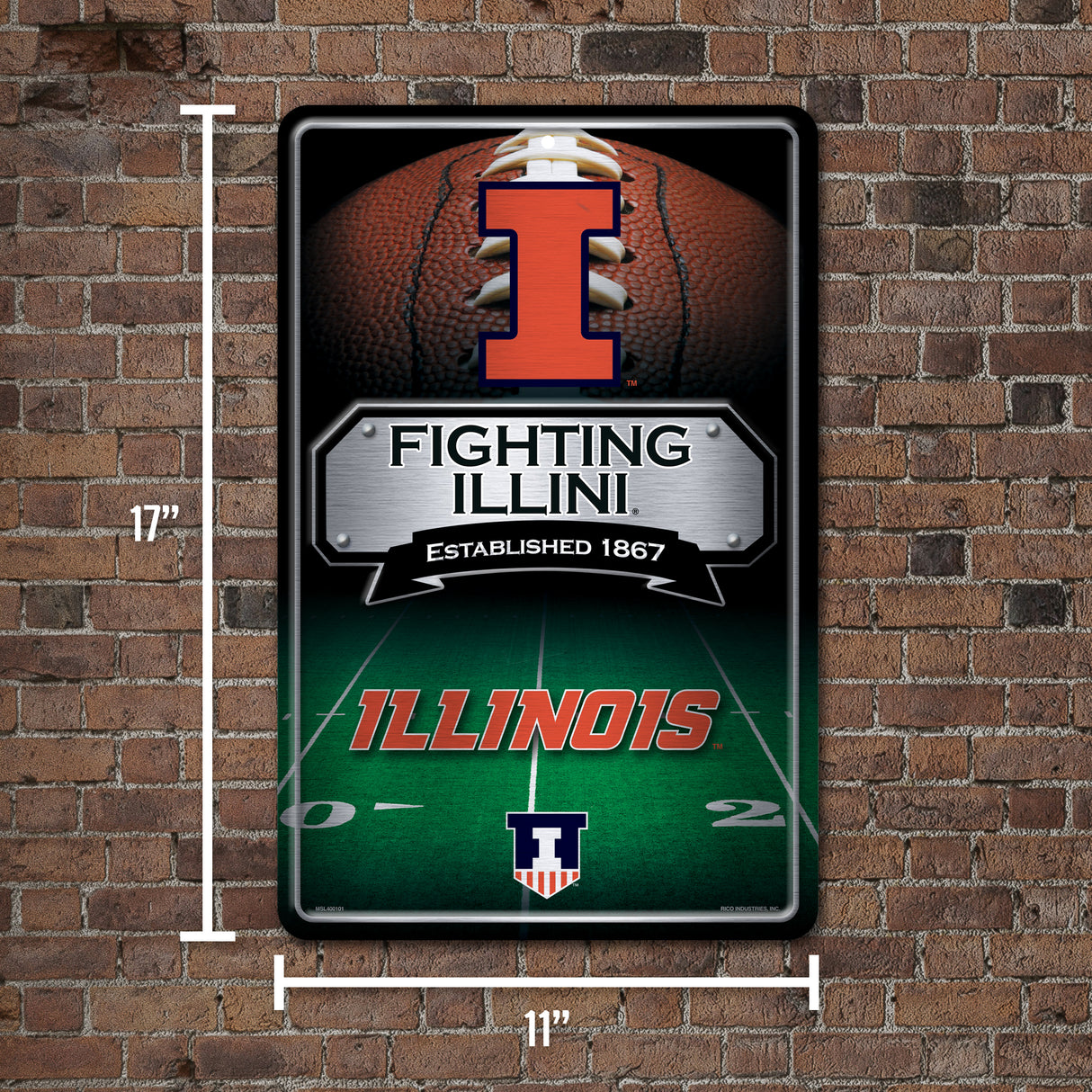 NCAA Illinois Fighting Illini Large Metal Sign Fan Gear NCAA Illinois Fighting Illini