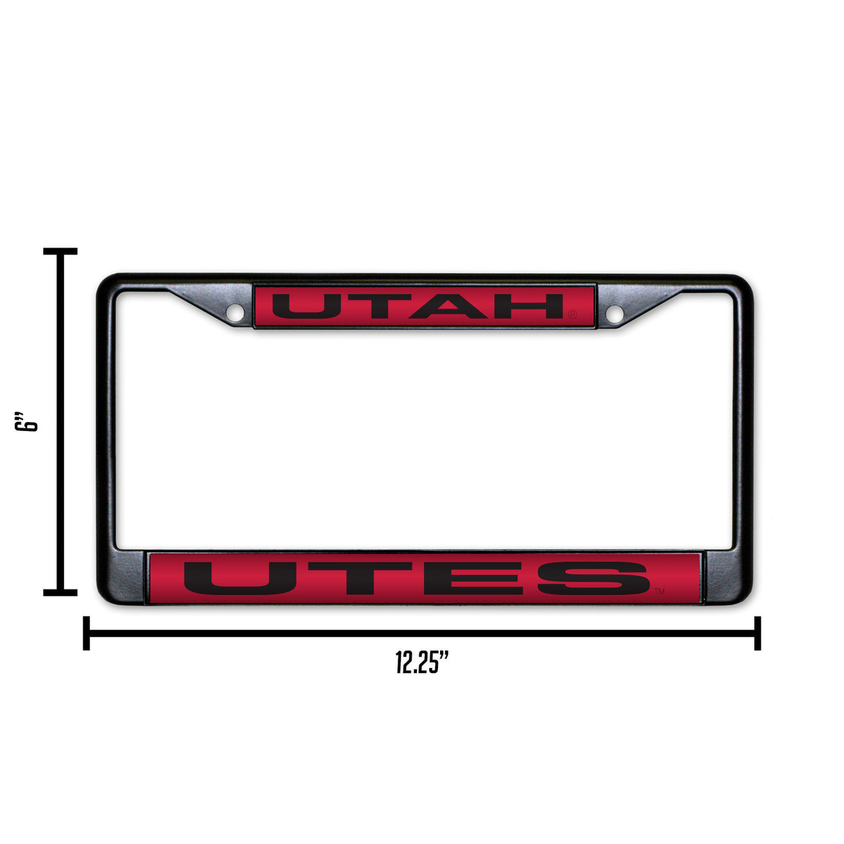 NCAA Utah Utes Laser Cut Black Chrome License Plate Frame Fan Gear NCAA Utah Utes