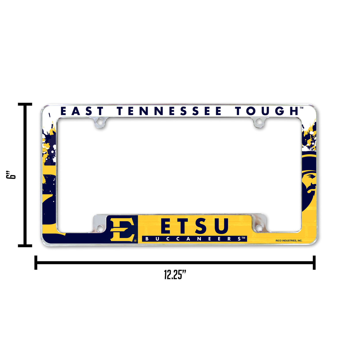 NCAA East Tennessee State Buccaneers All Over Chrome License Plate Frame Fan Gear NCAA East Tennessee State Buccaneers