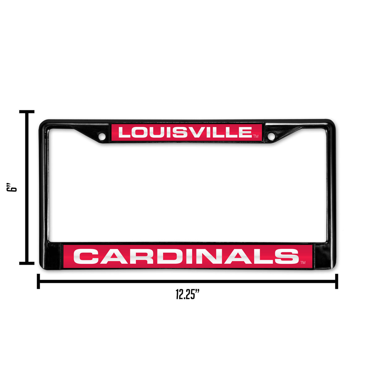 NCAA Louisville Cardinals Laser Cut Black Chrome License Plate Frame Fan Gear NCAA Louisville Cardinals