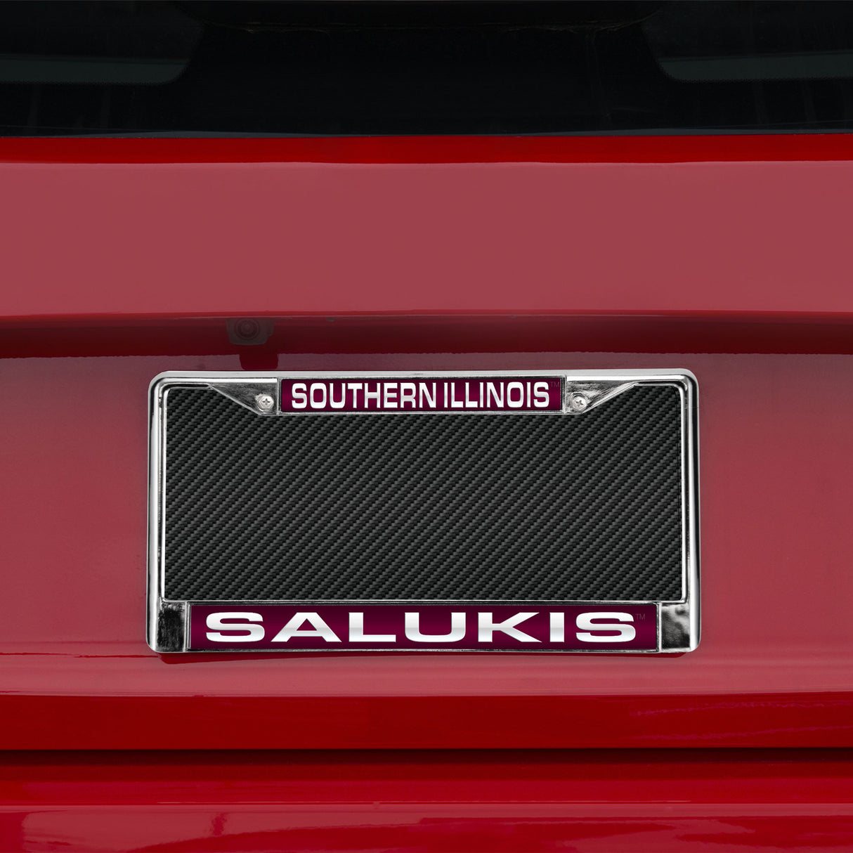 NCAA Southern Illinois Salukis Laser Cut Chrome License Plate Frame Fan Gear NCAA Southern Illinois Salukis