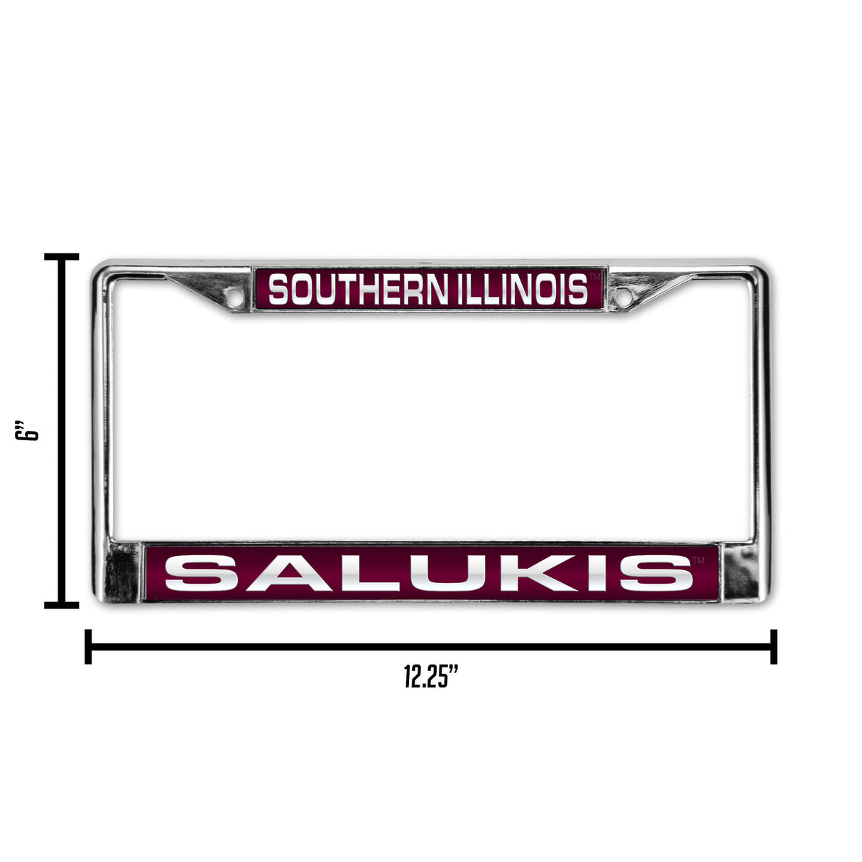 NCAA Southern Illinois Salukis Laser Cut Chrome License Plate Frame Fan Gear NCAA Southern Illinois Salukis