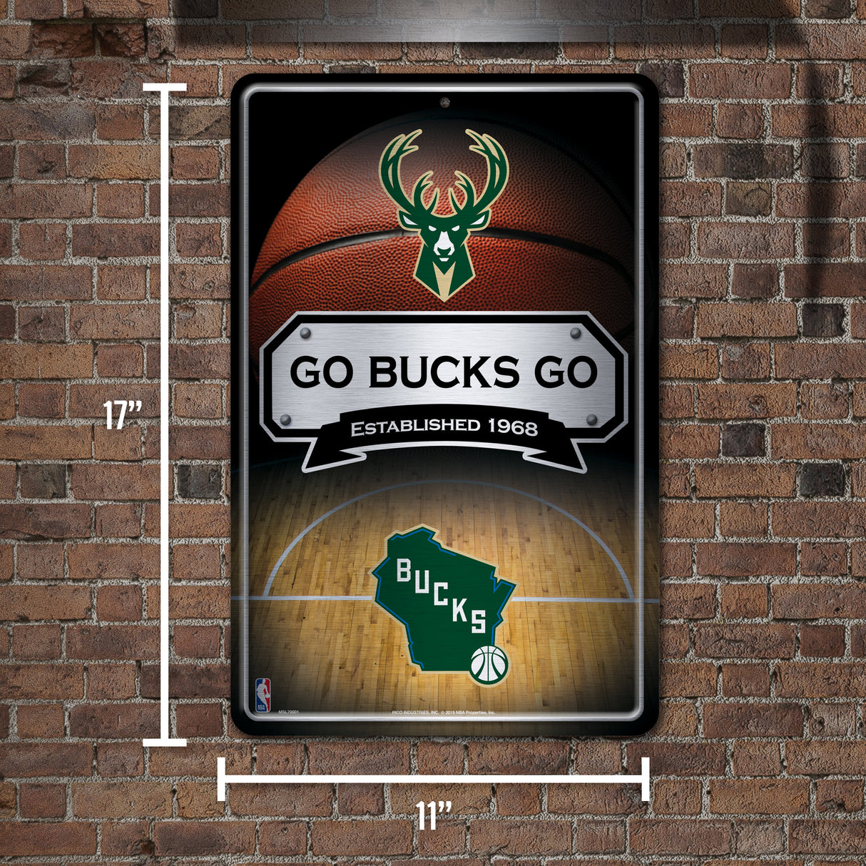 NBA Milwaukee Bucks Large Metal Sign Fan Gear NBA Milwaukee Bucks