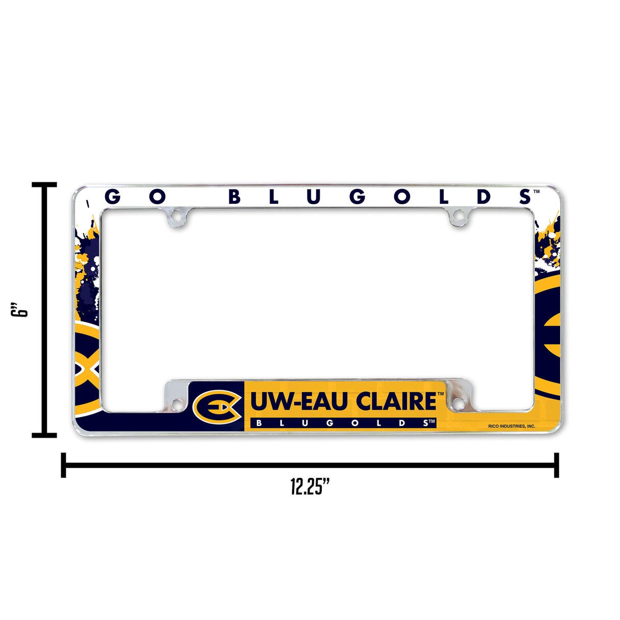 NCAA Wisconsin-Eau Claire Blugolds All Over Chrome License Plate Frame Fan Gear NCAA Wisconsin-Eau Claire Blugolds