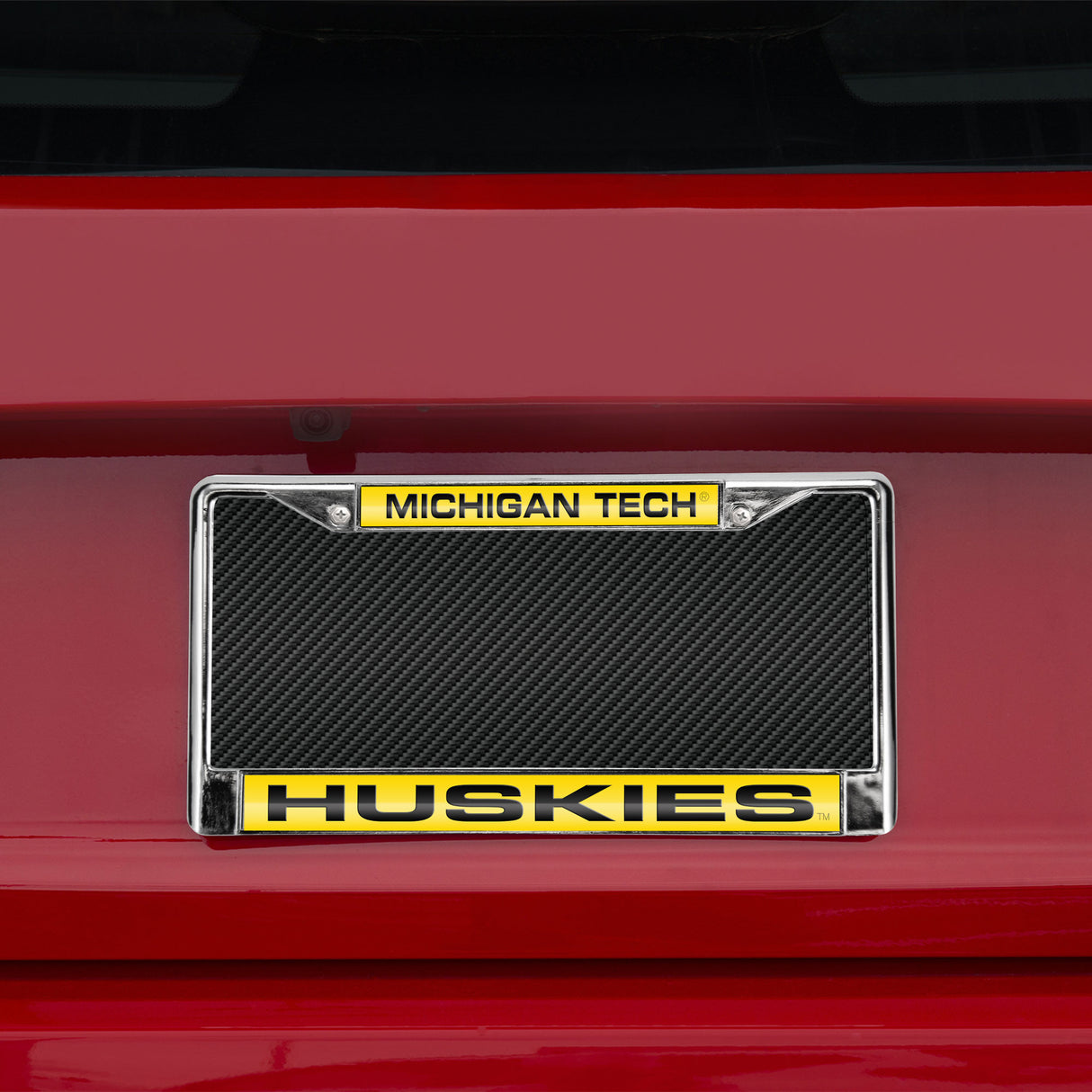 NCAA Michigan Tech Huskies Laser Cut Chrome License Plate Frame Fan Gear NCAA Michigan Tech Huskies