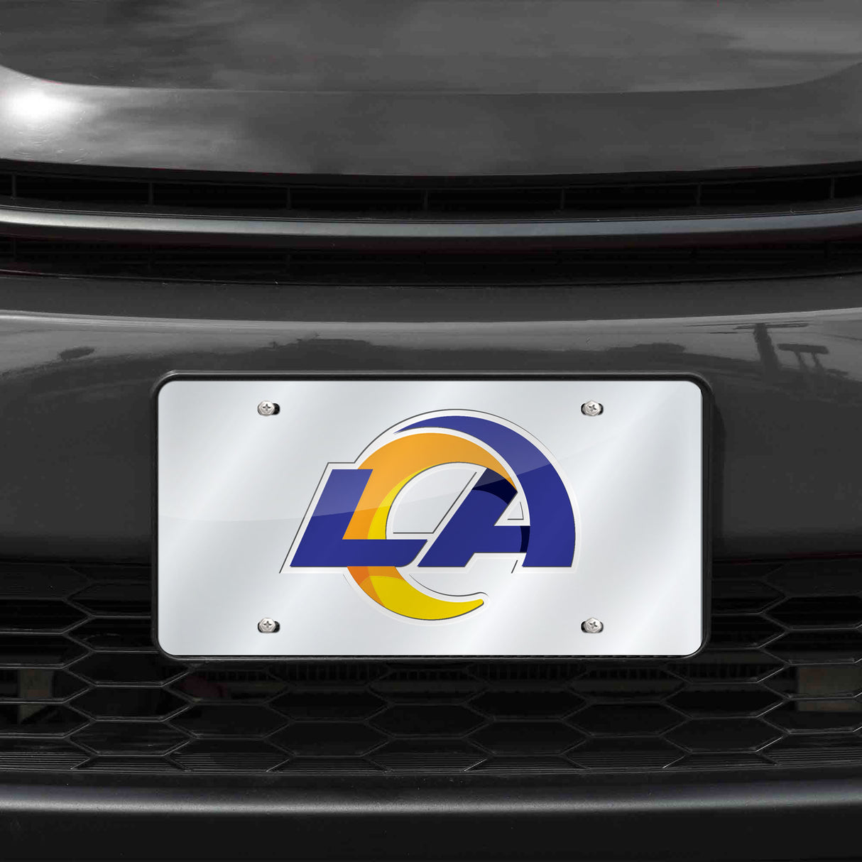 NFL Los Angeles Rams Laser Cut Silver License Plate Tag Fan Gear NFL Los Angeles Rams