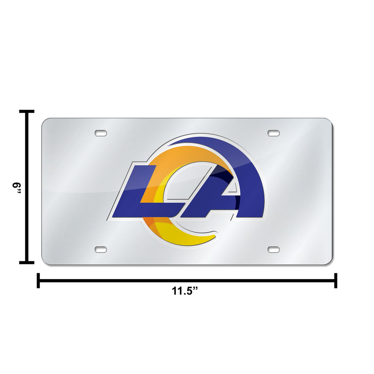 NFL Los Angeles Rams Laser Cut Silver License Plate Tag Fan Gear NFL Los Angeles Rams