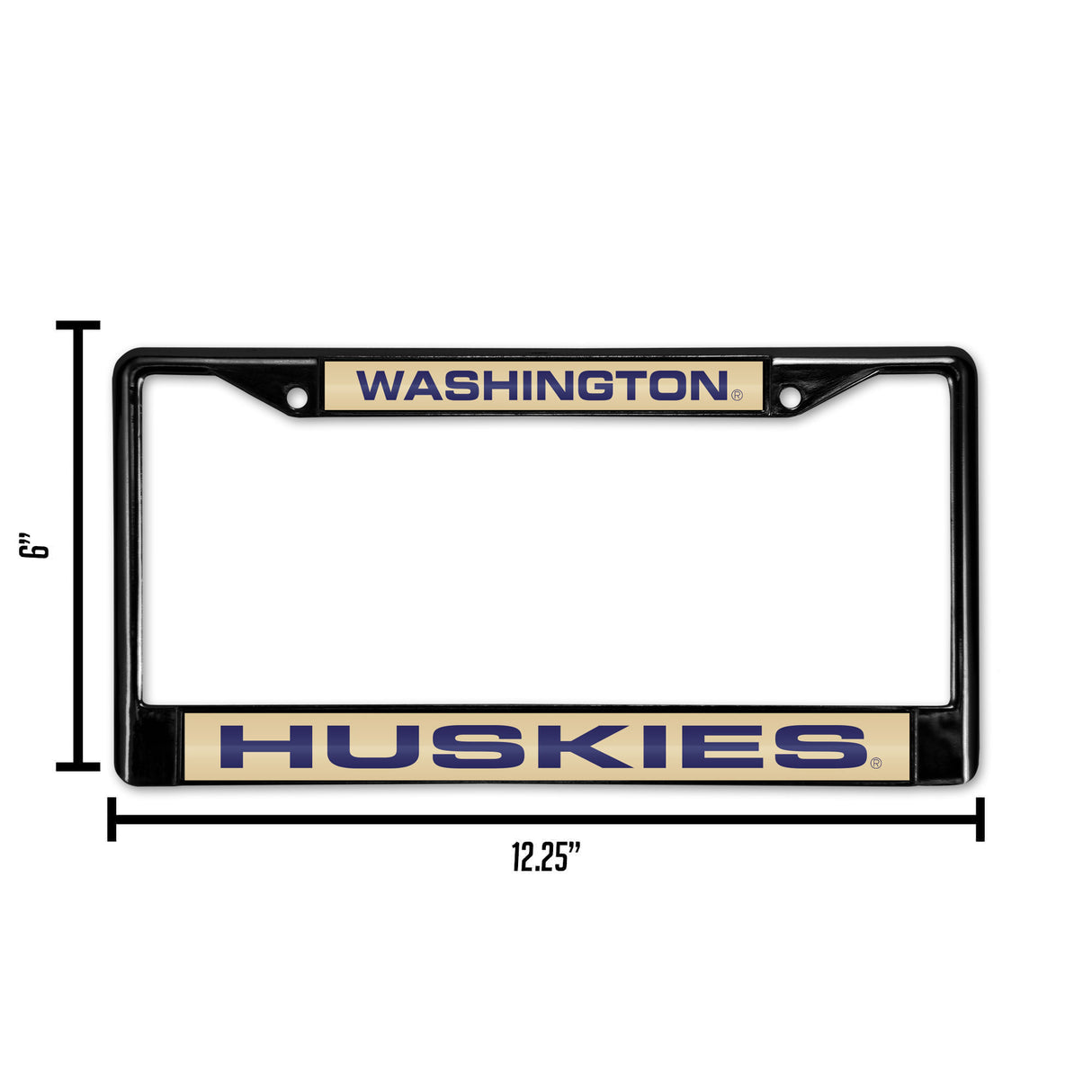 NCAA Washington Huskies Laser Cut Black Chrome License Plate Frame Fan Gear NCAA Washington Huskies