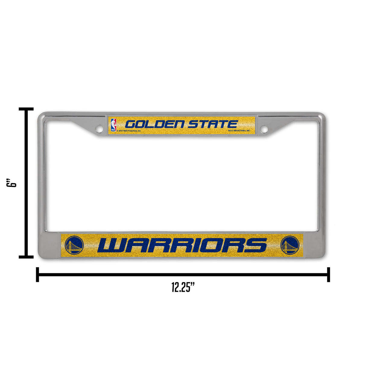NBA Golden State Warriors Chrome Glitter License Plate Frame Fan Gear NBA Golden State Warriors