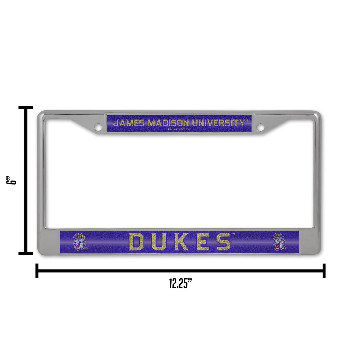 NCAA James Madison Dukes Chrome Glitter License Plate Frame Fan Gear NCAA James Madison Dukes
