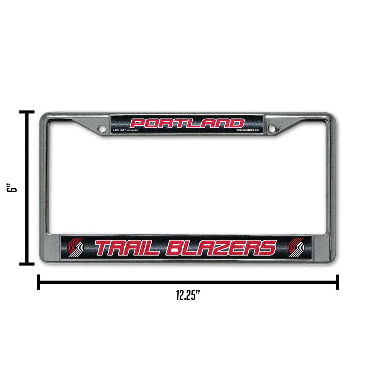 NBA Portland Trail Blazers Chrome Glitter License Plate Frame Fan Gear NBA Portland Trail Blazers