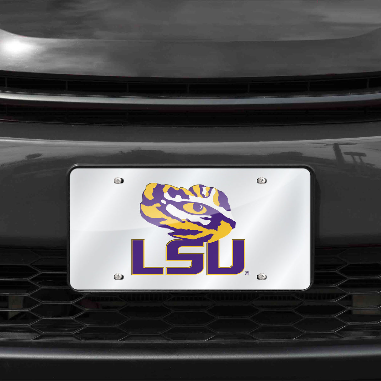 NCAA LSU Tigers Silver Laser Cut Automobile Tag Fan Gear NCAA LSU Tigers