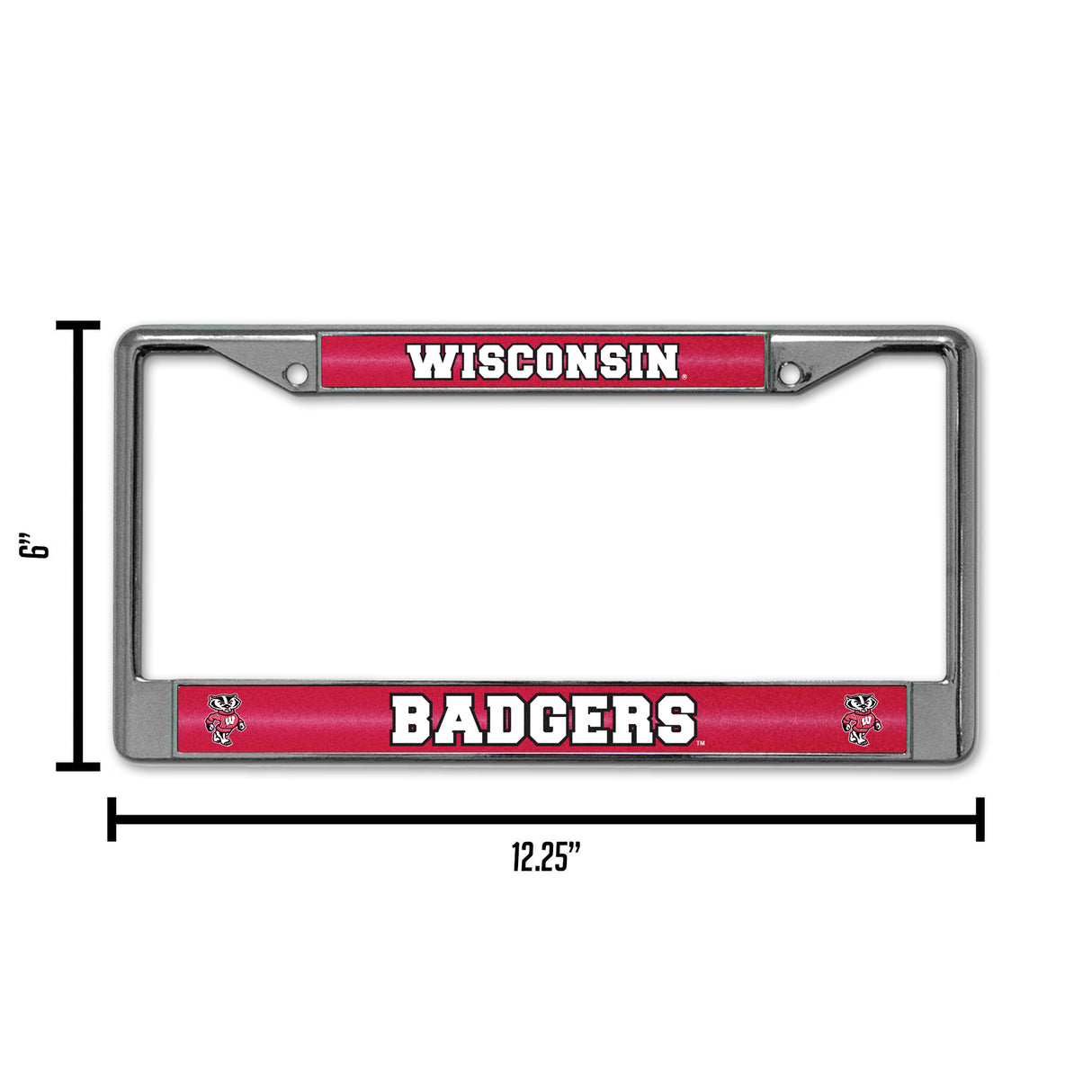 NCAA Wisconsin Badgers Chrome Glitter License Plate Frame Fan Gear NCAA Wisconsin Badgers