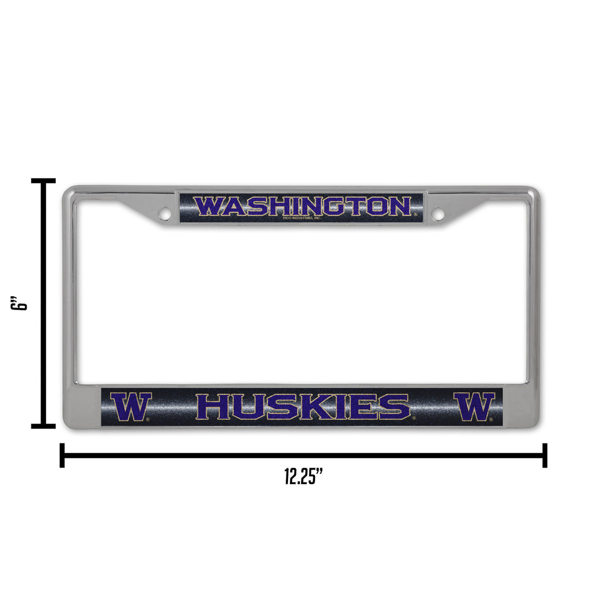 NCAA Washington Huskies Chrome Glitter License Plate Frame Fan Gear NCAA Washington Huskies