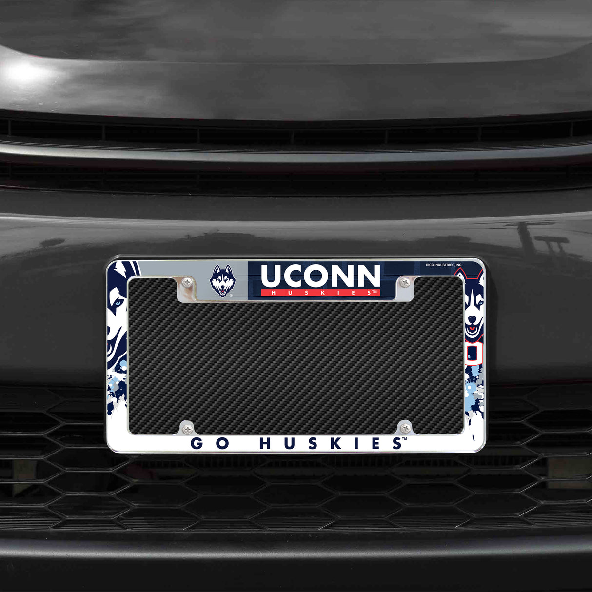 NCAA Connecticut Huskies - UCONN All Over Chrome License Plate Frame Fan Gear NCAA Connecticut Huskies