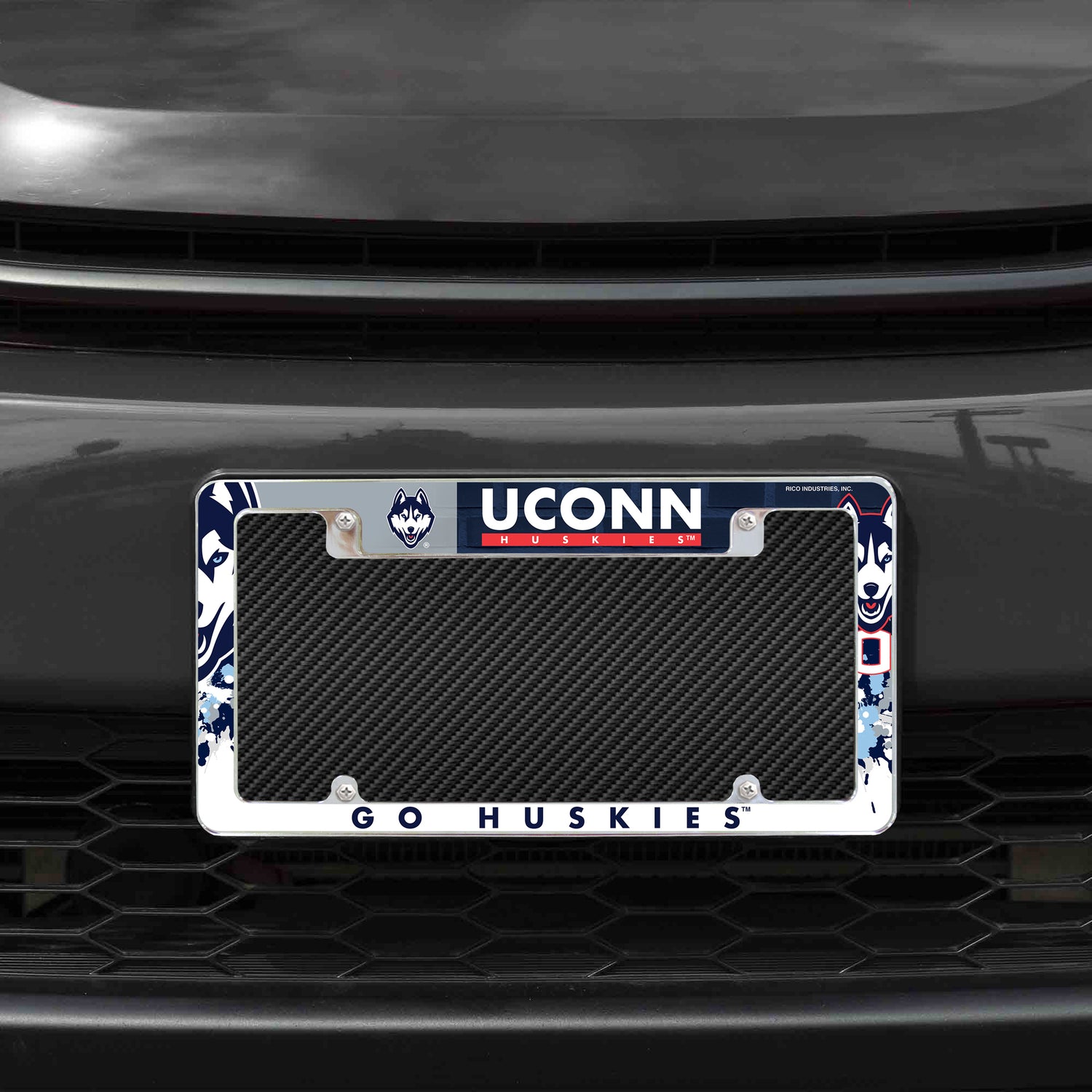 NCAA Connecticut Huskies - UCONN All Over Chrome License Plate Frame Fan Gear NCAA Connecticut Huskies