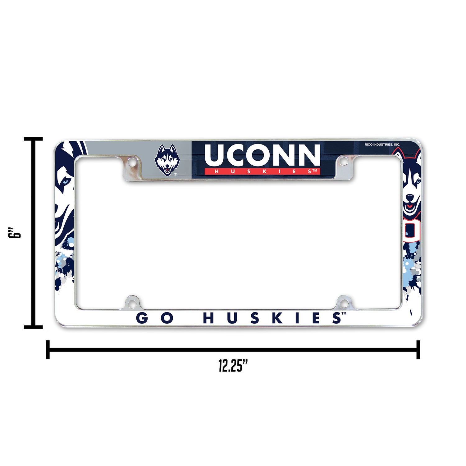NCAA Connecticut Huskies - UCONN All Over Chrome License Plate Frame Fan Gear NCAA Connecticut Huskies