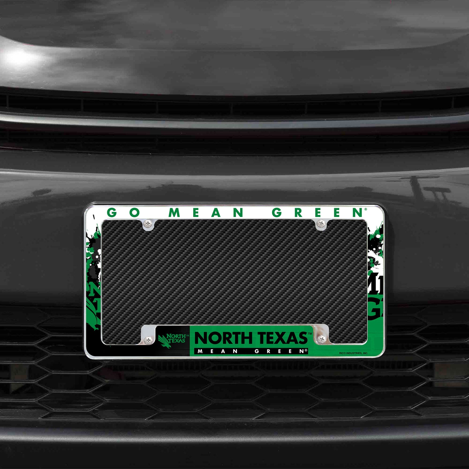 NCAA North Texas Mean Green All Over Chrome License Plate Frame Fan Gear NCAA North Texas Mean Green