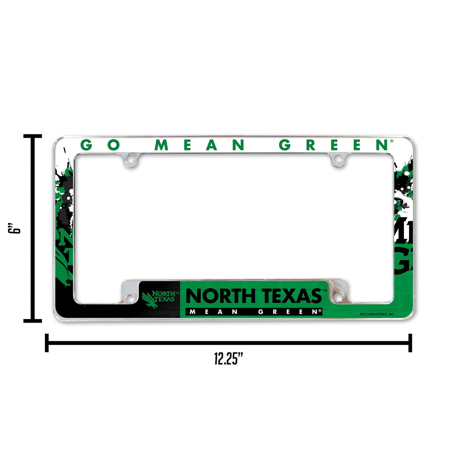 NCAA North Texas Mean Green All Over Chrome License Plate Frame Fan Gear NCAA North Texas Mean Green