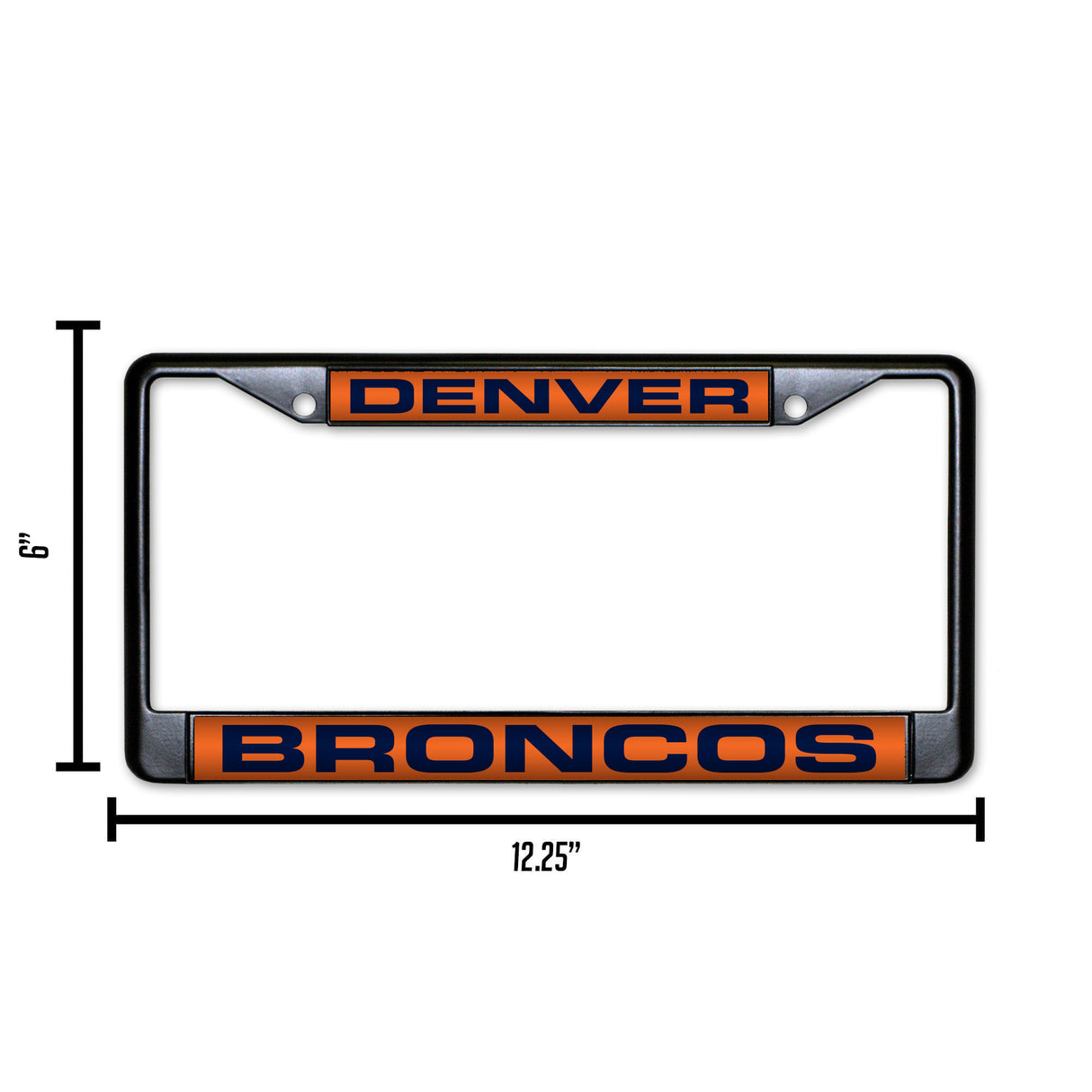 NFL Denver Broncos Laser Cut Chrome License Plate Frame Black Fan Gear NFL Denver Broncos