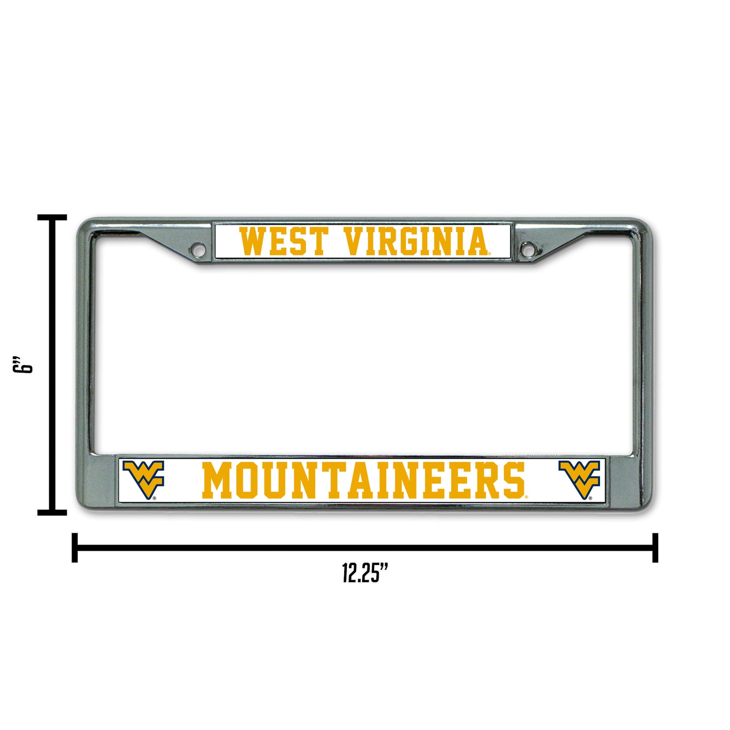 NCAA West Virginia Mountaineers Chrome License Plate Frame Fan Gear NCAA West Virginia Mountaineers