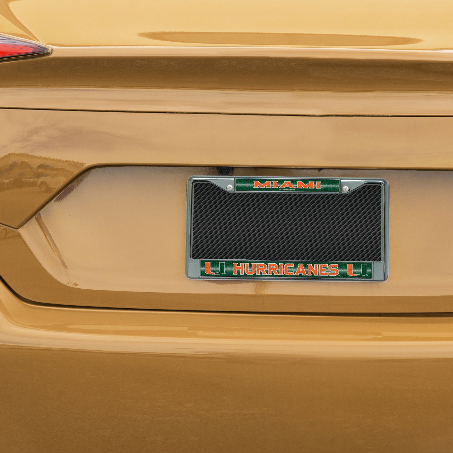 NCAA Miami Hurricanes - The U Chrome Glitter License Plate Frame Fan Gear NCAA Miami Hurricanes