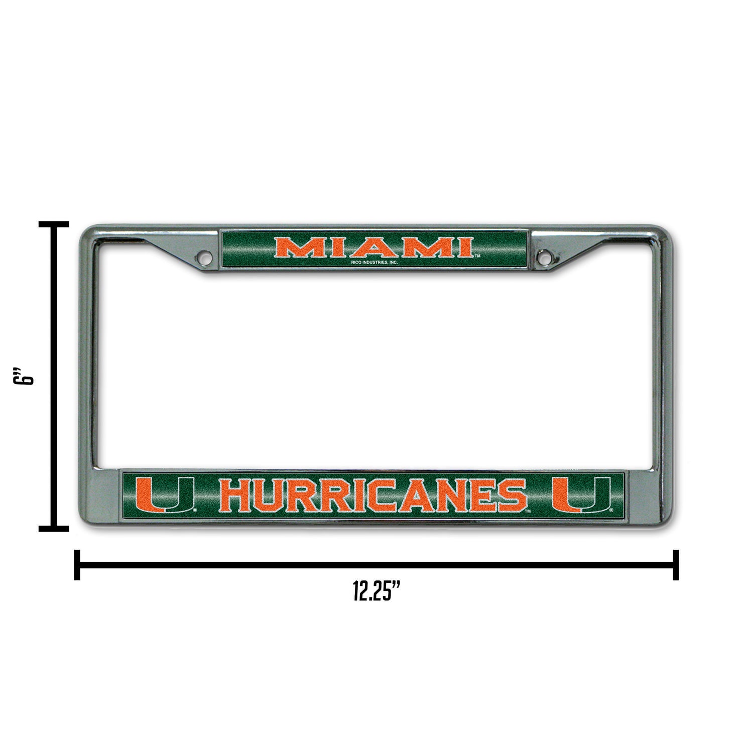 NCAA Miami Hurricanes - The U Chrome Glitter License Plate Frame Fan Gear NCAA Miami Hurricanes