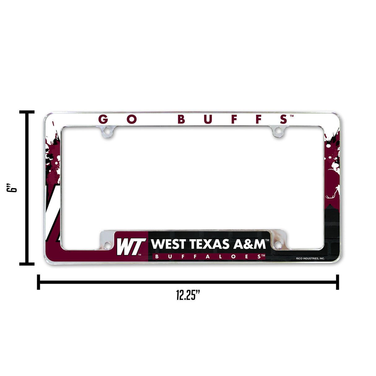 NCAA West Texas A&M Buffalos All Over Chrome License Plate Frame Fan Gear NCAA West Texas A&m Buffalos