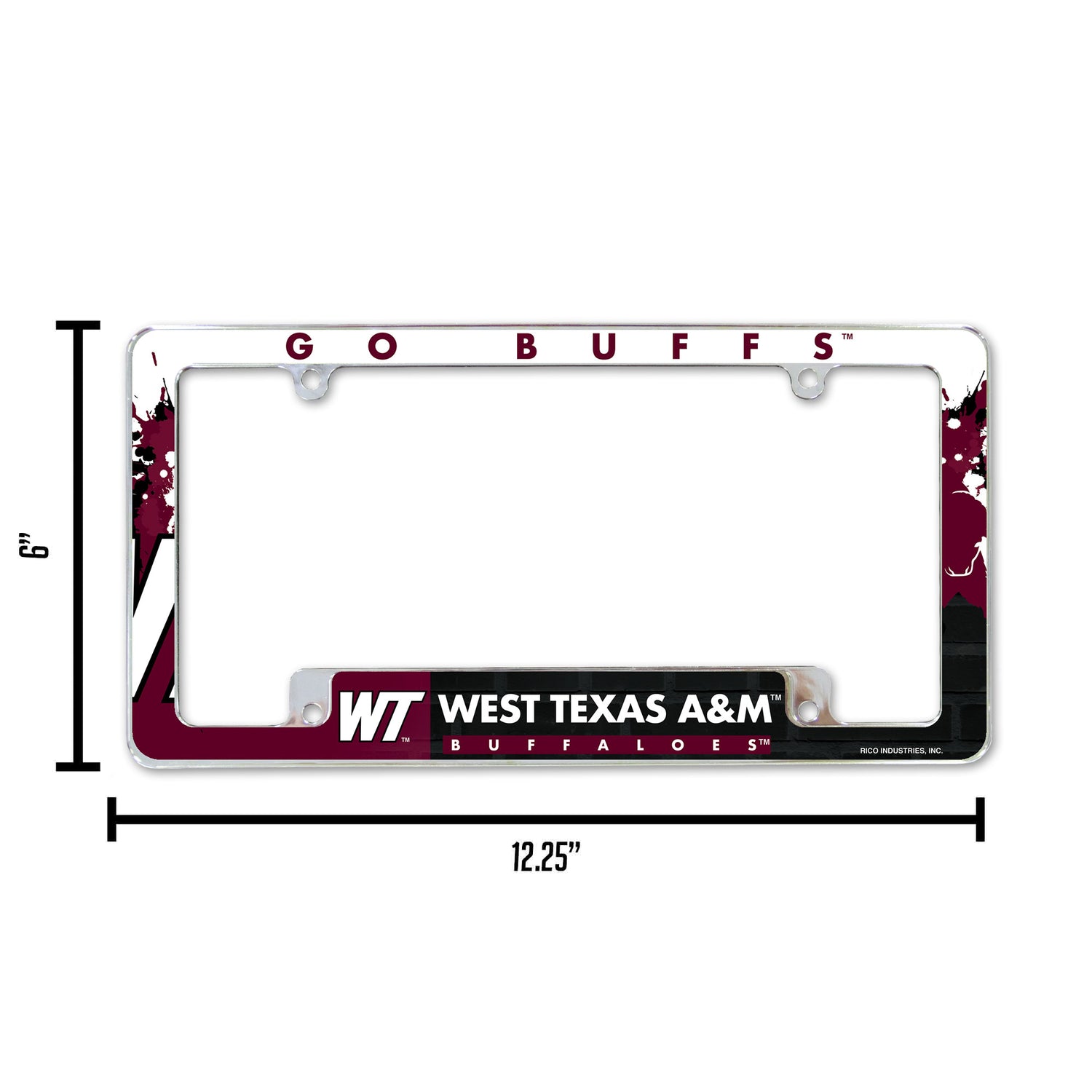 NCAA West Texas A&M Buffalos All Over Chrome License Plate Frame Fan Gear NCAA West Texas A&m Buffalos