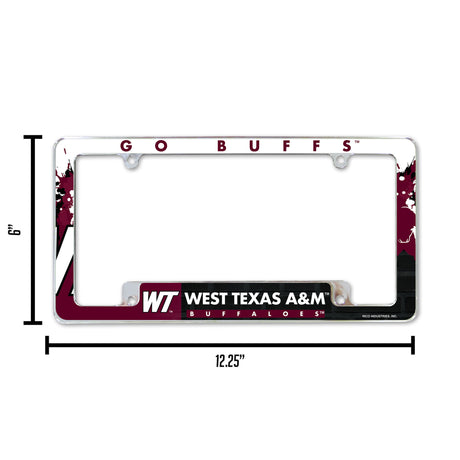 NCAA West Texas A&M Buffalos All Over Chrome License Plate Frame Fan Gear NCAA West Texas A&m Buffalos