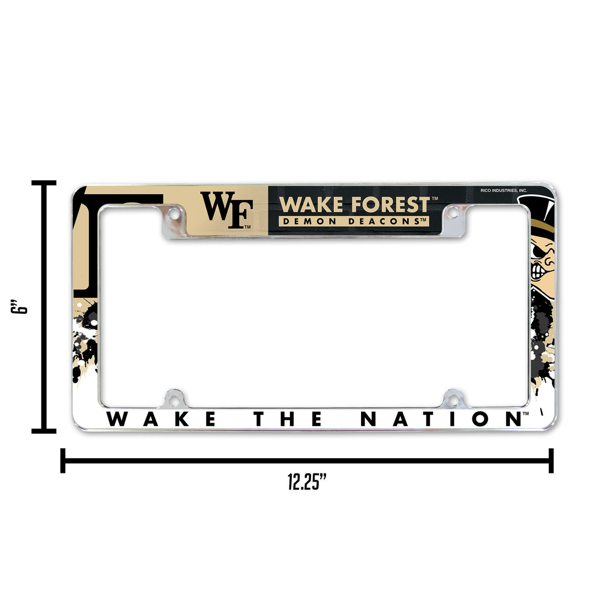 NCAA Wake Forest Demon Deacons All Over Chrome License Plate Frame Fan Gear NCAA Wake Forest Demon Deacons